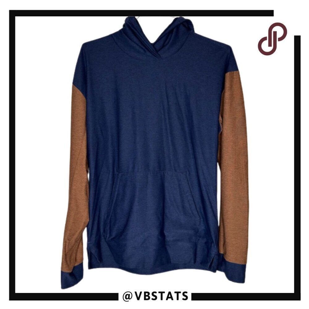 Outdoor Voices Men's Medium Navy / Caramel Colorblock Athleisure Athletic Hoodie